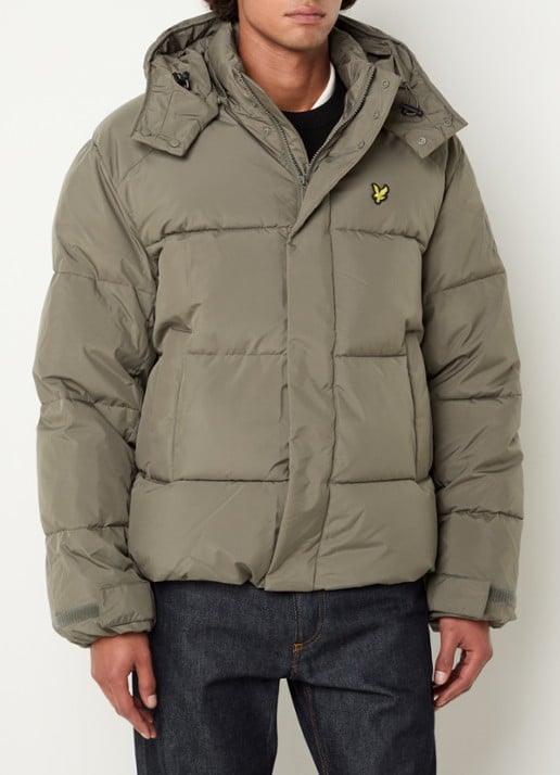 Lyle & Scott Gewatteerd jack met afneembare capuchon - detail mosgroen