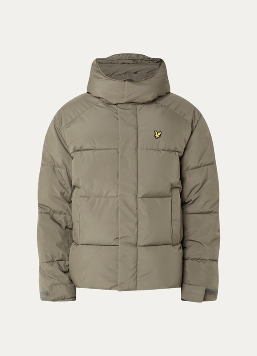 Lyle & Scott Gewatteerd jack met afneembare capuchon - voorkant 3 mosgroen