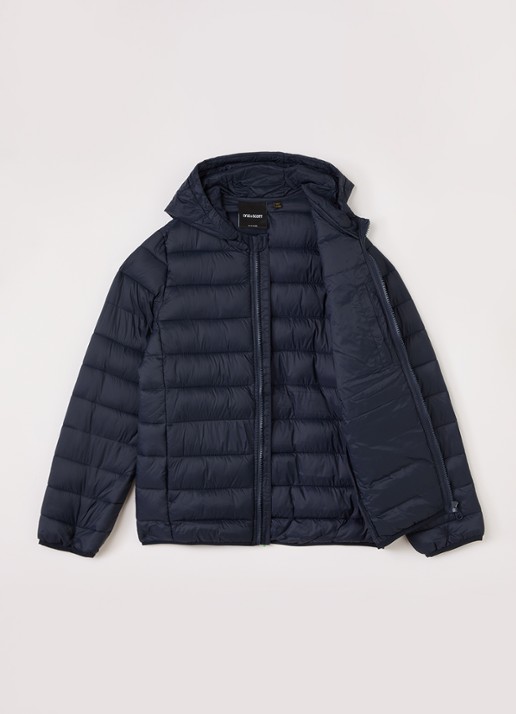 Lyle & Scott Gewatteerd jack met logoborduring - voorkant 2 donkerblauw