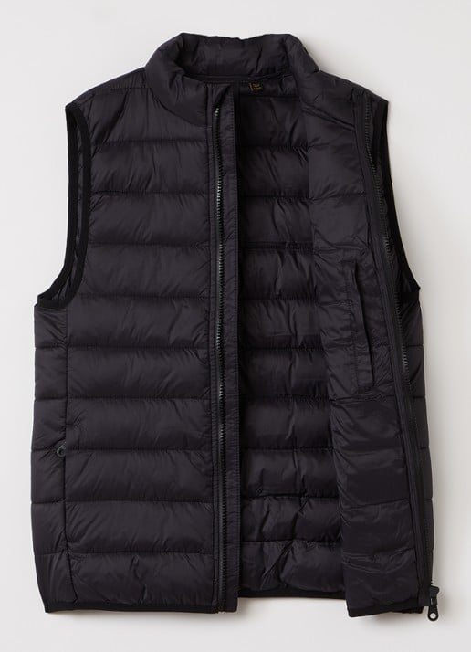 Lyle & Scott Gewatteerde bodywarmer met logo - voorkant 3 zwart