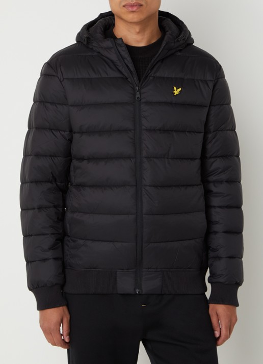 Lyle & Scott Gewatteerde jas met capuchon en logo - detail 2 zwart