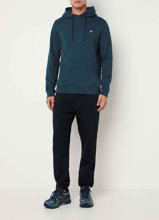 Lyle & Scott Hoodie met logoborduring - voorkant 2 petrol