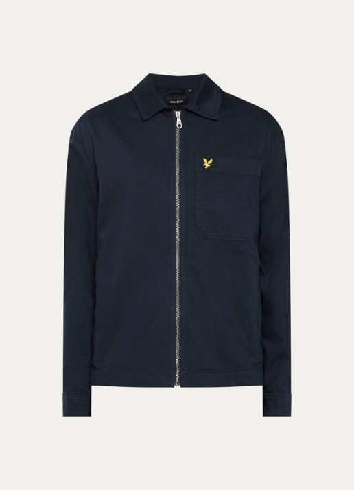 Lyle & Scott Overshirt met logo en borstzak - voorkant 3 donkerblauw