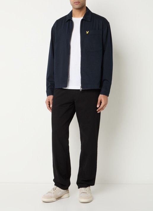 Lyle & Scott Overshirt met logo en borstzak - voorkant 4 donkerblauw