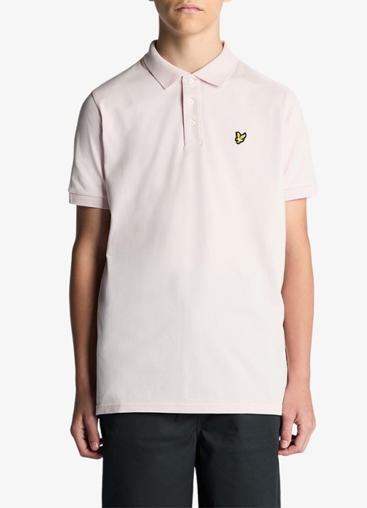 Lyle & Scott Polo met logoborduring - voorkant 2 lichtroze