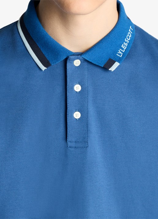 Lyle & Scott Polo met logoborduring - detail 3 blauw