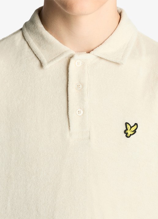 Lyle & Scott Polo van badstof  - detail beige