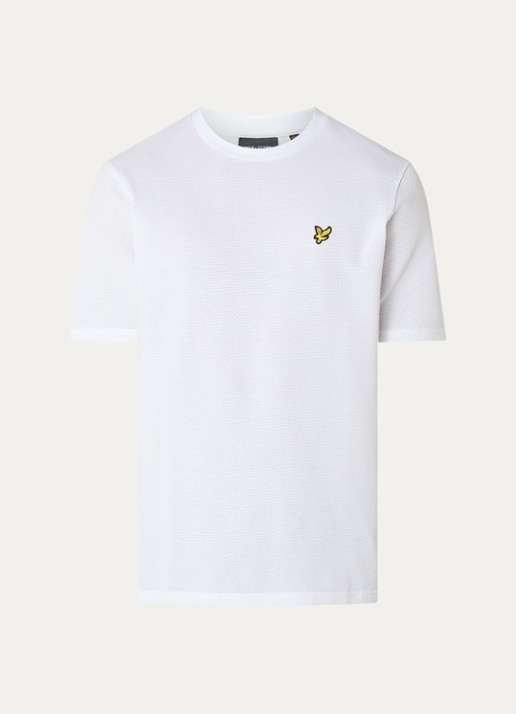 Lyle & Scott Popcorn T-shirt met logo - voorkant wit
