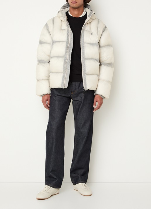 Lyle & Scott Puffer jack met steekzakken - voorkant 2 beige