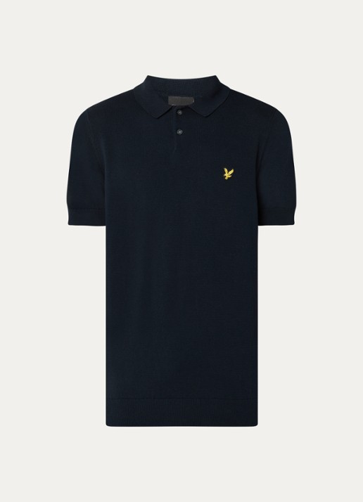 Lyle & Scott Regular fit polo met logo - voorkant donkerblauw