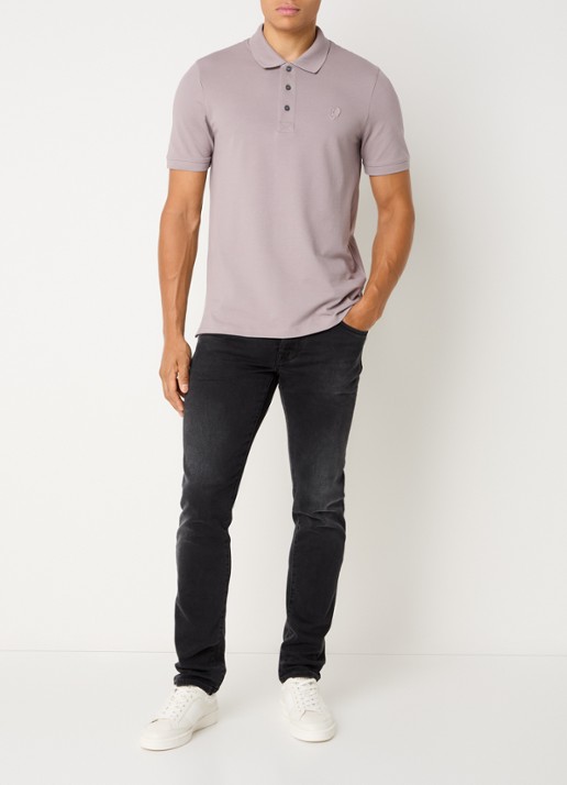 Lyle & Scott Regular fit polo met logoborduring - voorkant 3 grijs