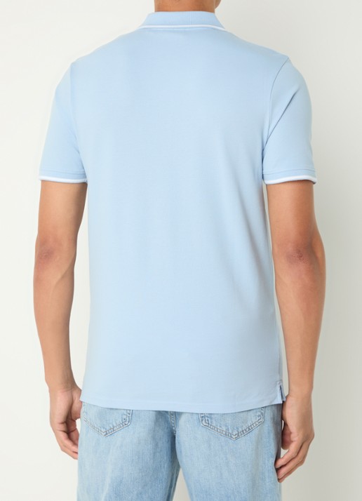 Lyle & Scott Regular fit polo van piqué katoen met getipte boorden - achterkant 4 lichtblauw