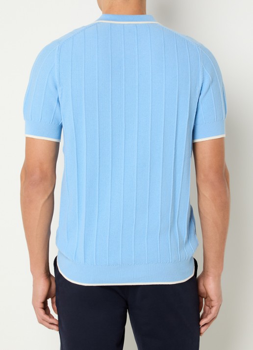 Lyle & Scott Regular fit polo van piqué katoen met logo - achterkant lichtblauw