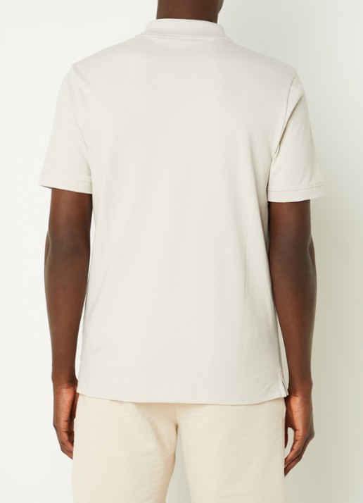 Lyle & Scott Regular fit polo van  piqué katoen met logo - achterkant 4 gebroken wit