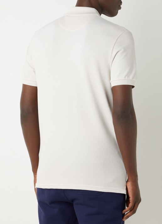 Lyle & Scott Regular fit polo van  piqué katoen met logo - achterkant 4 beige