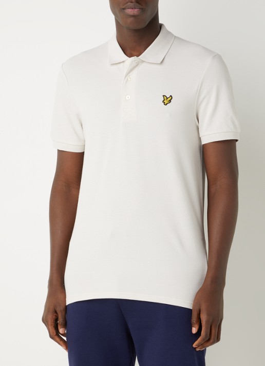 Lyle & Scott Regular fit polo van  piqué katoen met logo - detail beige