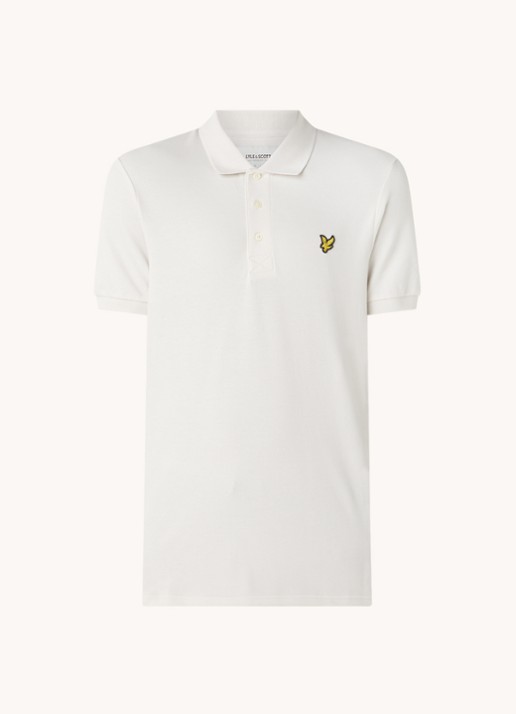 Lyle & Scott Regular fit polo van  piqué katoen met logo - voorkant 2 beige