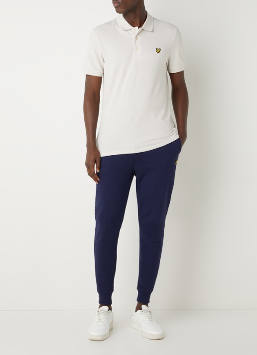 Lyle & Scott Regular fit polo van  piqué katoen met logo - voorkant 3 beige