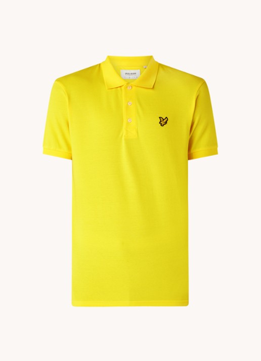 Lyle & Scott Regular fit polo van  piqué katoen met logo - voorkant 2 geel