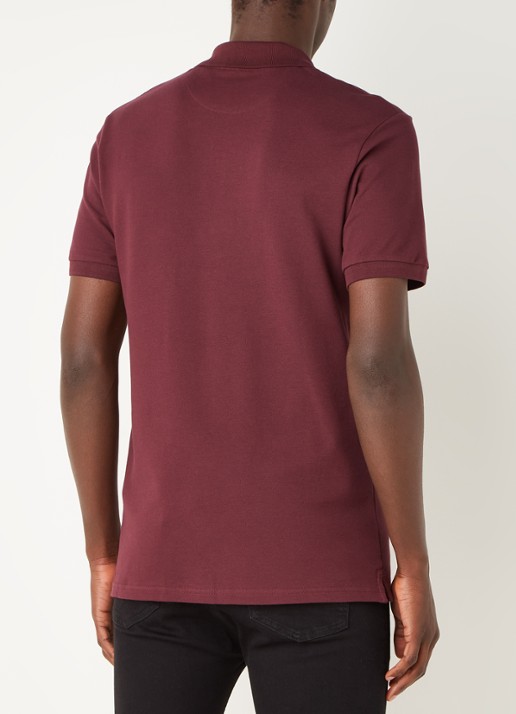 Lyle & Scott Regular fit polo van  piqué katoen met logo - achterkant 4 bordeauxrood