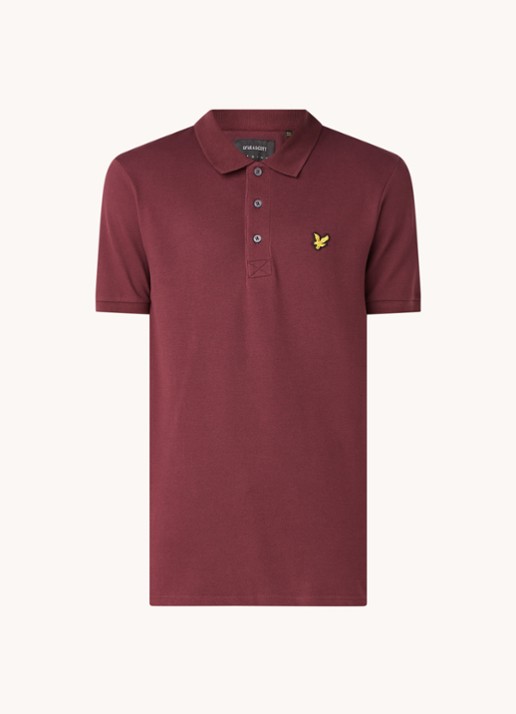 Lyle & Scott Regular fit polo van  piqué katoen met logo - voorkant 2 bordeauxrood