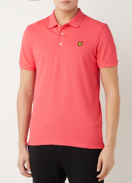 Lyle & Scott Regular fit polo van  piqué katoen met logo - detail roze