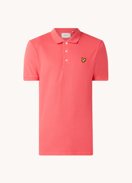 Lyle & Scott Regular fit polo van  piqué katoen met logo - voorkant 3 roze