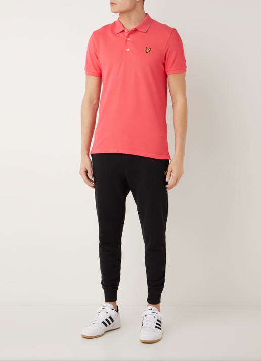Lyle & Scott Regular fit polo van  piqué katoen met logo - voorkant 4 roze