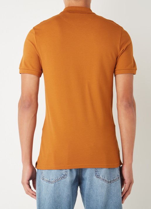 Lyle & Scott Regular fit polo van  piqué katoen met logo - achterkant 4 bruin