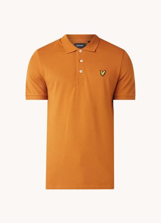 Lyle & Scott Regular fit polo van  piqué katoen met logo - voorkant bruin