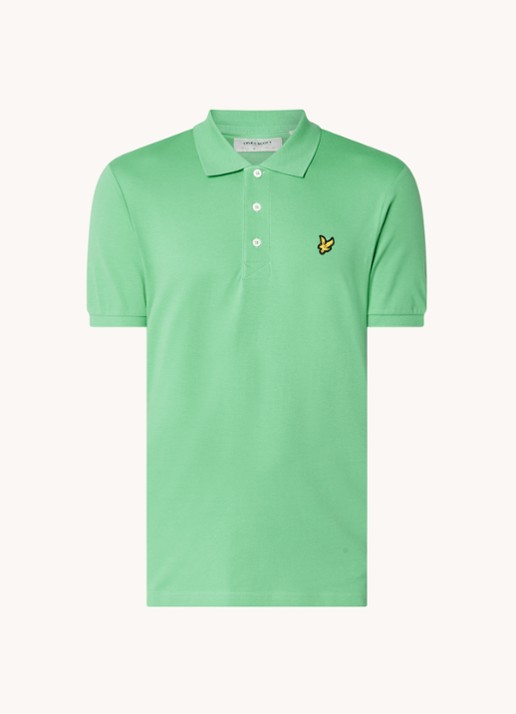 Lyle & Scott Regular fit polo van  piqué katoen met logo - voorkant 3 groen