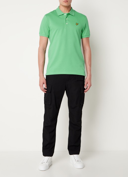 Lyle & Scott Regular fit polo van  piqué katoen met logo - voorkant 4 groen
