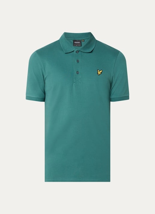Lyle & Scott Regular fit polo van  piqué katoen met logo - voorkant 2 beige