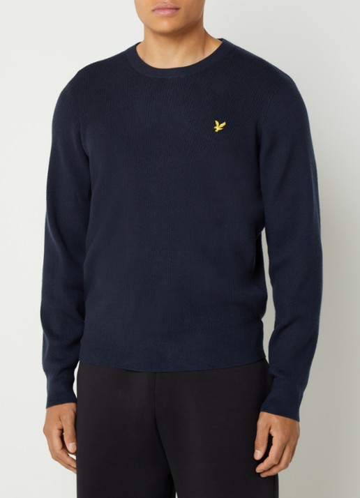 Lyle & Scott Ribgebreide pullover met logo