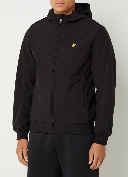 Lyle & Scott Softshell jack met capuchon en ritszakken - detail zwart