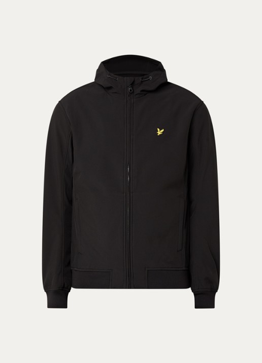 Lyle & Scott Softshell jack met capuchon en ritszakken - voorkant 3 zwart