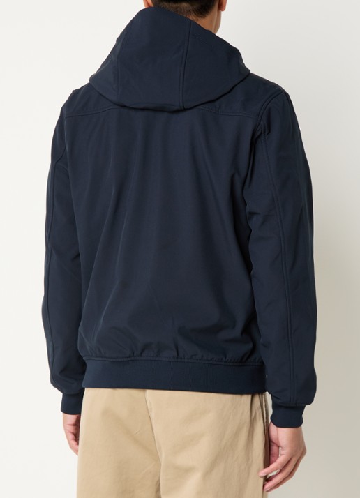 Lyle & Scott Softshell jack met capuchon en ritszakken - achterkant donkerblauw