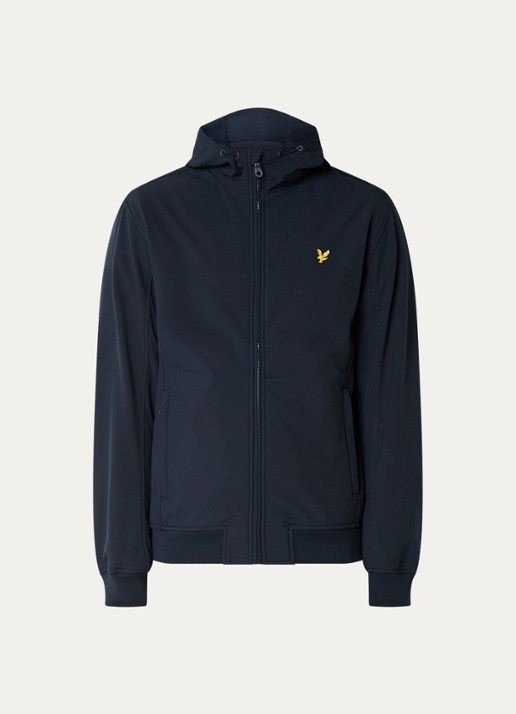 Lyle & Scott Softshell jack met capuchon en ritszakken - voorkant 2 donkerblauw