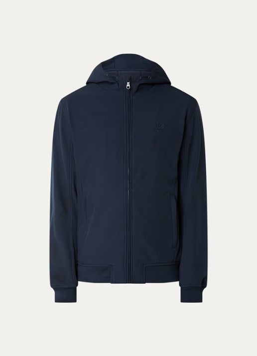 Lyle & Scott Softshell jack met capuchon en ritszakken - voorkant 2 donkerblauw