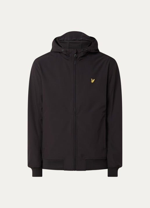 Lyle & Scott Softshell jack met capuchon en ritszakken - voorkant 2 zwart