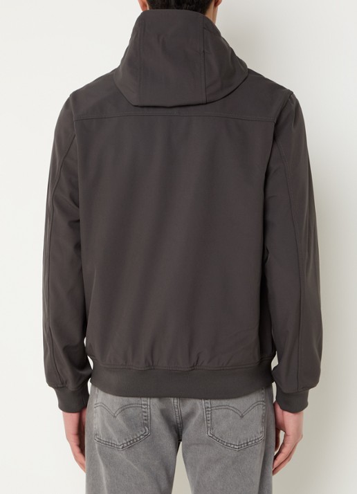 Lyle & Scott Softshell jack met capuchon en ritszakken - achterkant antraciet