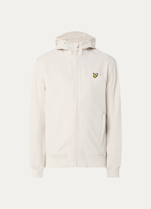 Lyle & Scott Softshell jack met capuchon en ritszakken - voorkant 3 beige