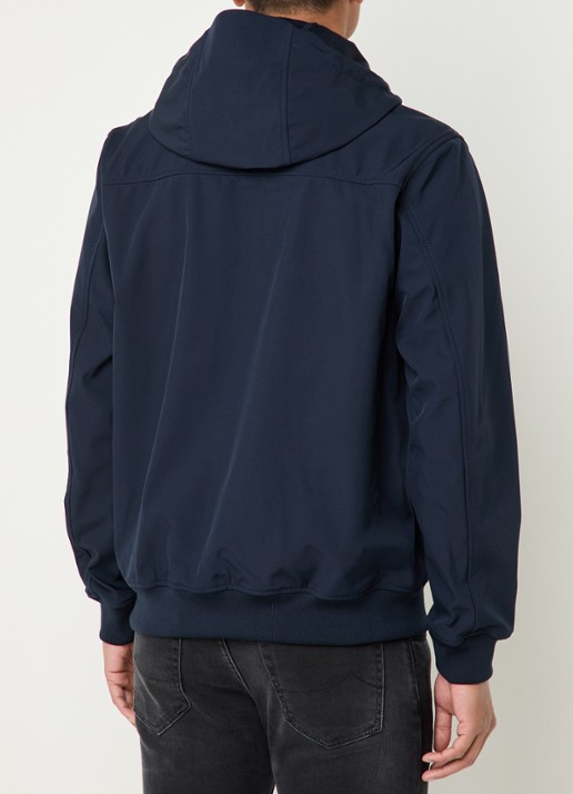 Lyle & Scott Softshell jack met capuchon en ritszakken - achterkant 2 donkerblauw