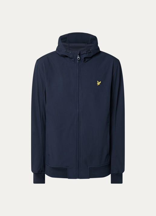Lyle & Scott Softshell jack met capuchon en ritszakken - voorkant 3 donkerblauw