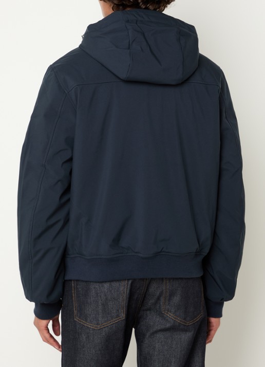 Lyle & Scott Softshell jack met capuchon en ritszakken - achterkant donkerblauw