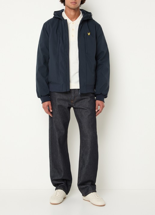 Lyle & Scott Softshell jack met capuchon en ritszakken - voorkant 3 donkerblauw