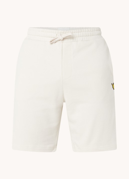 Lyle & Scott Straight fit korte joggingbroek van  katoen met logo  - voorkant creme