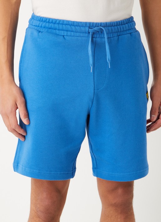 Lyle & Scott Straight fit korte joggingbroek van  katoen met logo  - detail 2 blauw