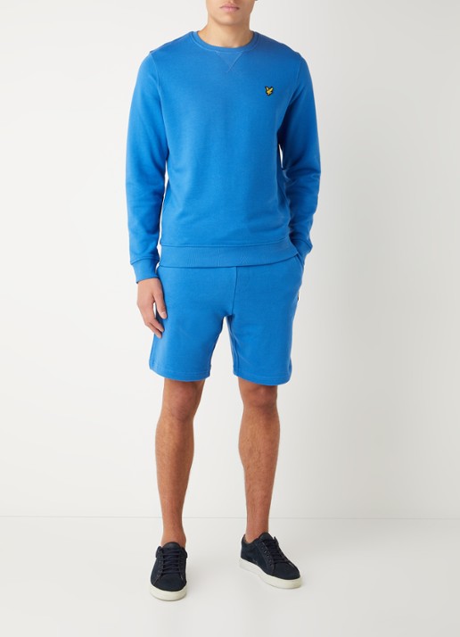 Lyle & Scott Straight fit korte joggingbroek van  katoen met logo  - voorkant 4 blauw