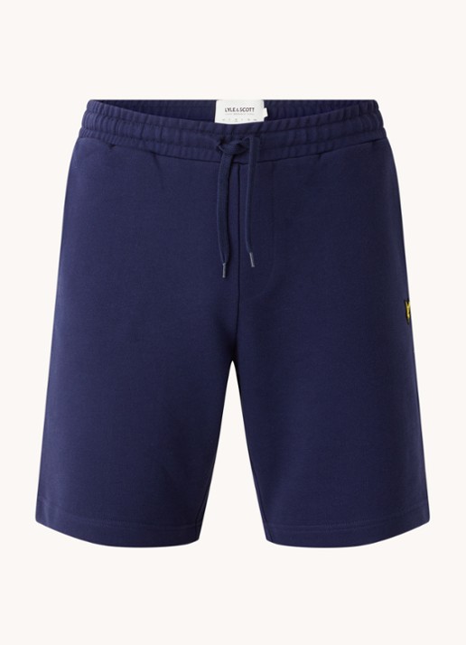 Lyle & Scott Straight fit korte joggingbroek van  katoen met logo  - voorkant 2 blauw